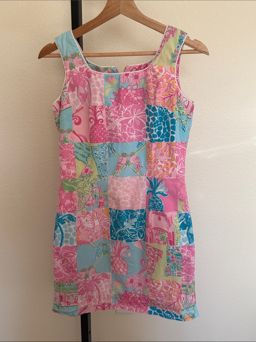 Lilly Pulitzer 💗Colorblock Patchwork Sleeveless Shift Dress - Pink, Blue & Green - Picture 1 of 15